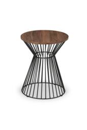 Julian Bowen Jersey Round Side Table with Wire Base in Walnut - thumbnail 2