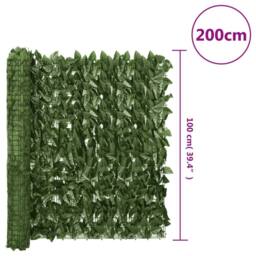 Berkfield Home Balcony Screen with Dark Green Leaves 200x100 cm - thumbnail 6