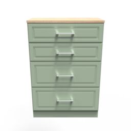 Ready Assembled 2 U Norfolk 4 Drawer Deep Chest (Ready Assembled) in Pale Green - thumbnail 1