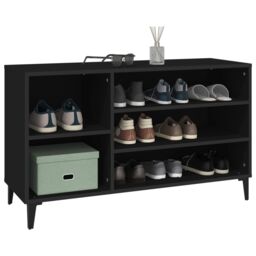 Berkfield Home Shoe Cabinet Black 102x36x60 cm Engineered Wood - Size: 102 x 36 x 60 cm - thumbnail 4