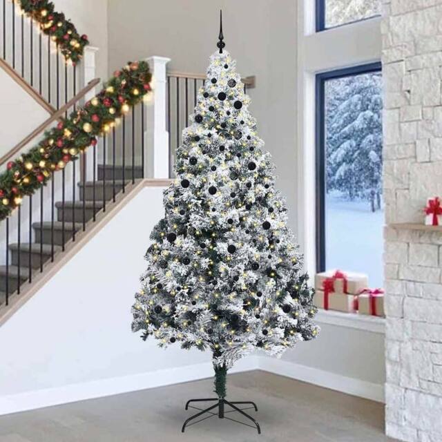 Berkfield Home Christmas Tree with 300 LEDs with Stand White 300 cm PVC - image 1