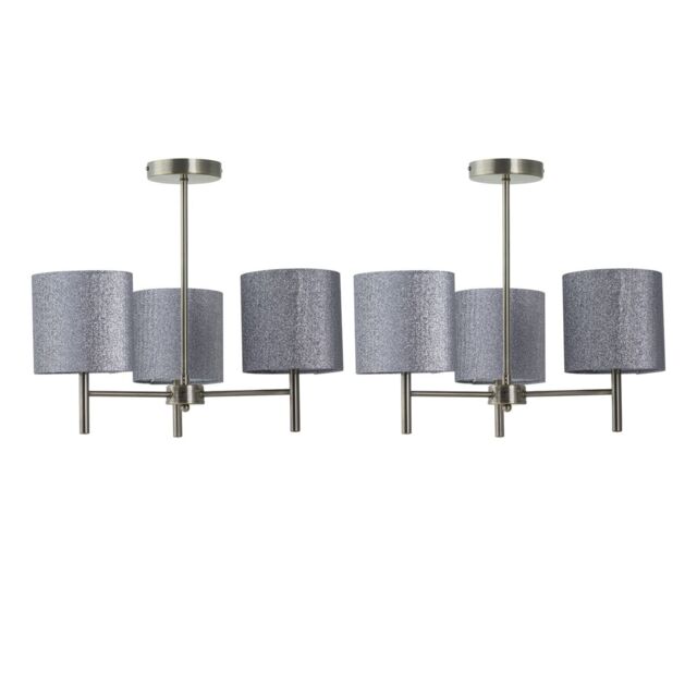 First Choice Lighting Set of 2 Brea - Antique Brass Light Fittings & Silvery Glitter Shades in Gold - image 1