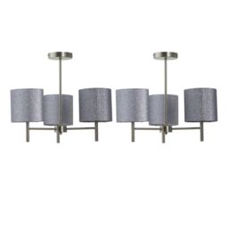 First Choice Lighting Set of 2 Brea - Antique Brass Light Fittings & Silvery Glitter Shades in Gold