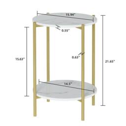 Kelvenix 2 Tier 4-Leg Marble End Side Table in White - Size: 0.6m2 - thumbnail 2