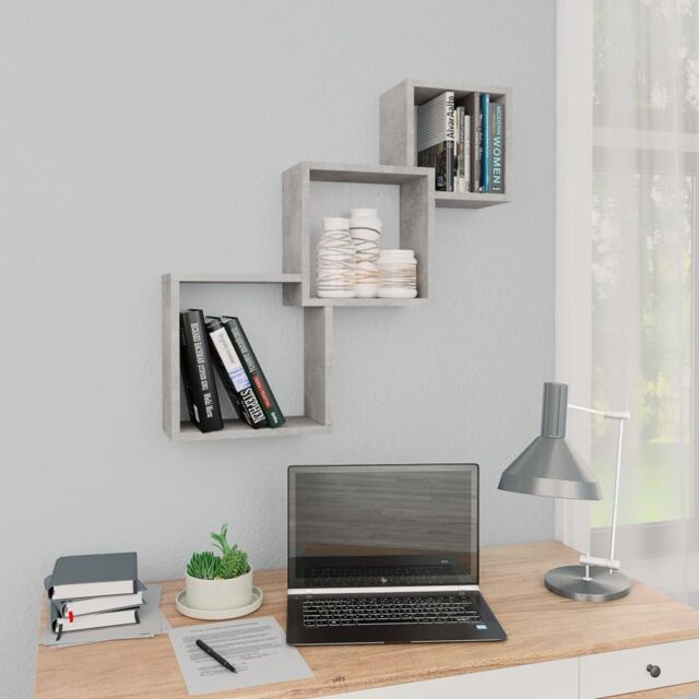 Berkfield Home Cube Wall Shelf Concrete Grey 68x15x68 cm Engineered Wood - Size: 68 x 15 x 68 cm - image 1