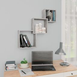 Berkfield Home Cube Wall Shelf Concrete Grey 68x15x68 cm Engineered Wood - Size: 68 x 15 x 68 cm - thumbnail 1