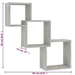 Berkfield Home Cube Wall Shelf Concrete Grey 68x15x68 cm Engineered Wood - Size: 68 x 15 x 68 cm - thumbnail 6
