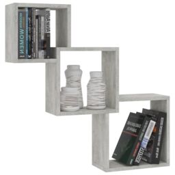 Berkfield Home Cube Wall Shelf Concrete Grey 68x15x68 cm Engineered Wood - Size: 68 x 15 x 68 cm - thumbnail 3