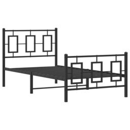 Berkfield Home Metal Bed Frame without Mattress with Footboard Black 90x200cm - Size: 90x200 cm - thumbnail 3