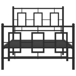 Berkfield Home Metal Bed Frame without Mattress with Footboard Black 90x200cm - Size: 90x200 cm - thumbnail 5