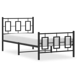 Berkfield Home Metal Bed Frame without Mattress with Footboard Black 90x200cm - Size: 90x200 cm - thumbnail 4