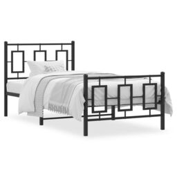 Berkfield Home Metal Bed Frame without Mattress with Footboard Black 90x200cm - Size: 90x200 cm - thumbnail 2