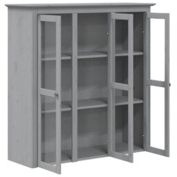 Berkfield Home Cabinet with Glass Doors BODO Grey Solid Wood Pine - thumbnail 4