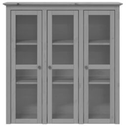 Berkfield Home Cabinet with Glass Doors BODO Grey Solid Wood Pine - thumbnail 3