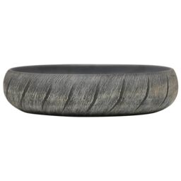 Berkfield Home Countertop Basin Black & Grey Oval 59x40x15 cm Ceramic - Size: 59 x 40 x 15 cm - thumbnail 3
