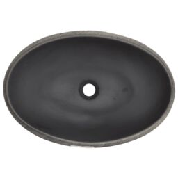 Berkfield Home Countertop Basin Black & Grey Oval 59x40x15 cm Ceramic - Size: 59 x 40 x 15 cm - thumbnail 6