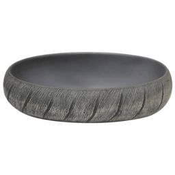 Berkfield Home Countertop Basin Black & Grey Oval 59x40x15 cm Ceramic - Size: 59 x 40 x 15 cm - thumbnail 4