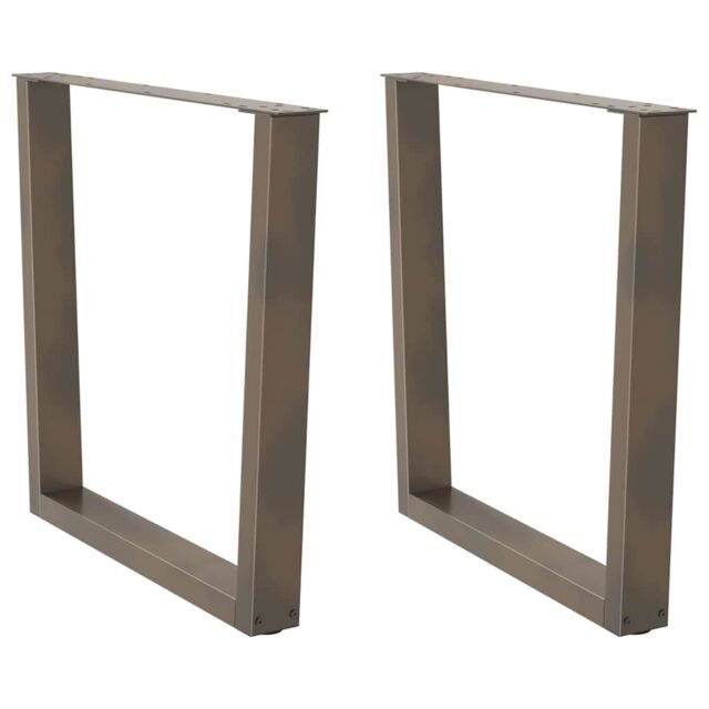 Berkfield Home Dining Table Legs V-Shape 2 pcs Natural Steel 80x(72-73.3) cm Steel in Brown - image 1