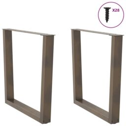 Berkfield Home Dining Table Legs V-Shape 2 pcs Natural Steel 80x(72-73.3) cm Steel in Brown - thumbnail 4