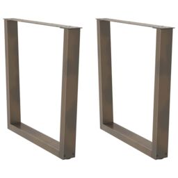 Berkfield Home Dining Table Legs V-Shape 2 pcs Natural Steel 80x(72-73.3) cm Steel in Brown - thumbnail 1
