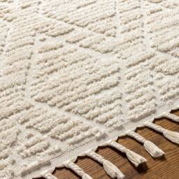 Livabliss Nora-Geometric Grey Ivory High Pile Fringe Living Dining Bedroom Rug in Beige - Size: 200 cm x 275 cm - thumbnail 7