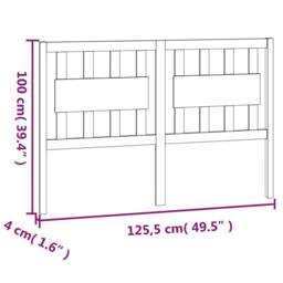 Berkfield Home Beautiful Bed Headboard Black 125.5x4x100 cm Solid Wood Pine - thumbnail 6