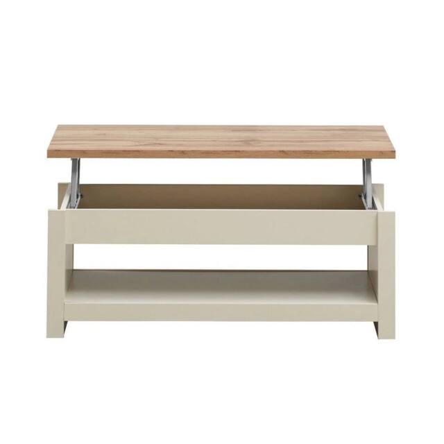FLAVORA Lift Up Top 1 Shelf Cream Coffee Table Living Room Furniture - Size: 0.6m2 - image 1