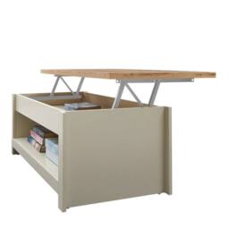 FLAVORA Lift Up Top 1 Shelf Cream Coffee Table Living Room Furniture - Size: 0.6m2 - thumbnail 4