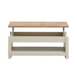 FLAVORA Lift Up Top 1 Shelf Cream Coffee Table Living Room Furniture - Size: 0.6m2 - thumbnail 1