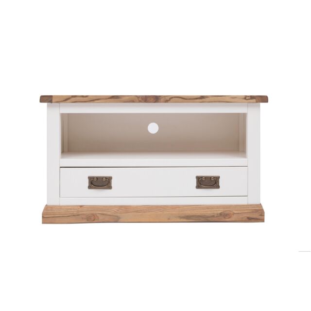 Cabinet Bits Tropea Off-White 1 Drawer TV Cabinet Brass Drop Handle - image 1