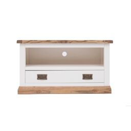 Cabinet Bits Tropea Off-White 1 Drawer TV Cabinet Brass Drop Handle