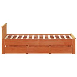 Berkfield Home Bed Frame without Mattress with Headboard Wax Brown 135x190 cm Double Solid Wood Pine - thumbnail 5