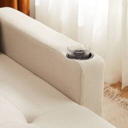 Merax 3-Seater L-Shaped Convertible Pull-Out Corner Sofa Bed with Storage in Beige - thumbnail 5