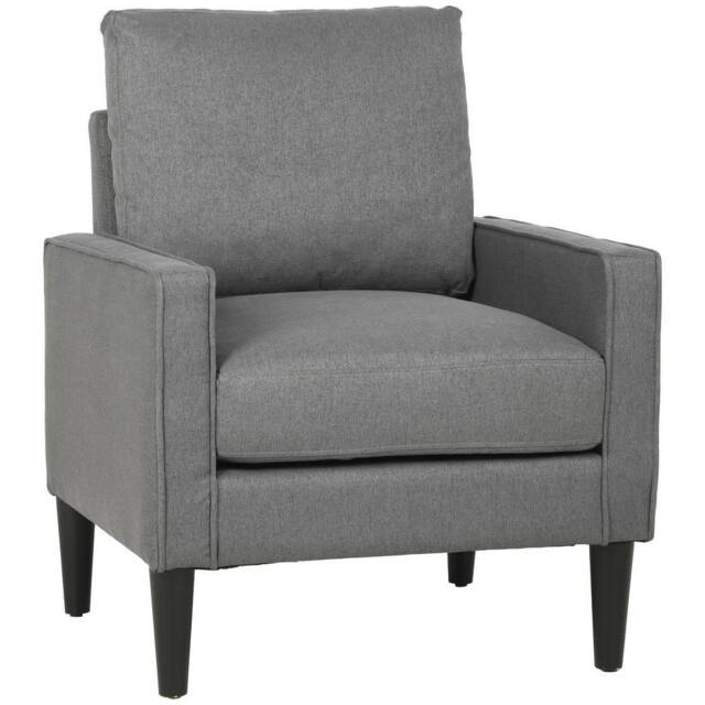 HOMCOM Removable Pillow Linen Accent Chair, Dark Grey - Size: Armchair - image 1