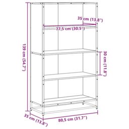 Berkfield Home Bookcase Smoked Oak 80.5x35x139 cm Engineered Wood in Brown - thumbnail 9