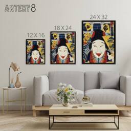 "Artery8 Portrait Theatre Actor Japanese Framed Canvas Wall Art Print Kunichika - Size: W12"" x H16""" - thumbnail 4