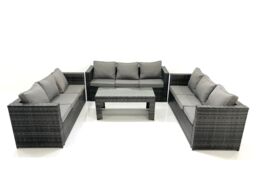 Fimous Outdoor Garden Furniture Set 9 Seater Rattan Sofa Set with Coffee Table Dark Grey Mixed - thumbnail 1