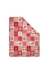 BHS Christmas Winter Patchwork Throw in Red - Size: 140 cm x 180 cm - thumbnail 2