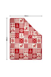 BHS Christmas Winter Patchwork Throw in Red - Size: 140 cm x 180 cm - thumbnail 4
