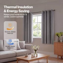 KORVIXA Thick Thermal Blackout Curtains in Grey - Size: 100 cm - thumbnail 4