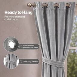 KORVIXA Thick Thermal Blackout Curtains in Grey - Size: 100 cm - thumbnail 5
