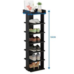 KORVIXA 7 Tier Wooden Shoe Rack Storage Shelf in Black - Size: 100 cm x 100 cm - thumbnail 2