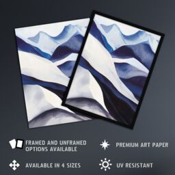 "Artery8 Snowy Mountains Painting Simple Calm Landscape Framed Art Print in Grey - Size: W12"" x H16""" - thumbnail 2