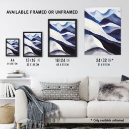 "Artery8 Snowy Mountains Painting Simple Calm Landscape Framed Art Print in Grey - Size: W12"" x H16""" - thumbnail 3