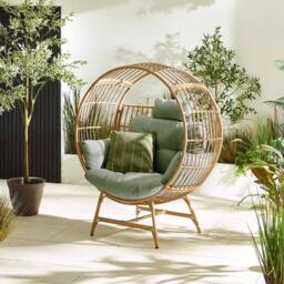 FurnitureboxUK Boca Rattan Cocoon Garden Egg Chair in Green - thumbnail 1