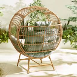FurnitureboxUK Boca Rattan Cocoon Garden Egg Chair in Green - thumbnail 3