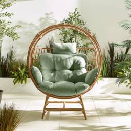 FurnitureboxUK Boca Rattan Cocoon Garden Egg Chair in Green - thumbnail 2