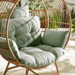 FurnitureboxUK Boca Rattan Cocoon Garden Egg Chair in Green - thumbnail 4