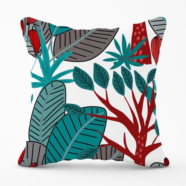 Warren Reed - Designer Jungle Exotic Summer Tropical Leaves Outdoor Cushion in Green - Size: 60 cm x 60 cm - image 1