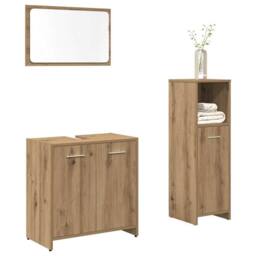 Berkfield Home 3 Piece Bathroom Furniture Set Artisan Oak Engineered Wood in Brown - thumbnail 2